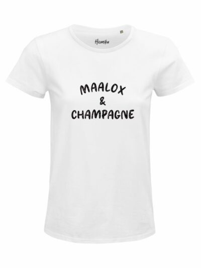 T-Shirt donna Glam con la scritta “maalox and champagne” in glitter – D280