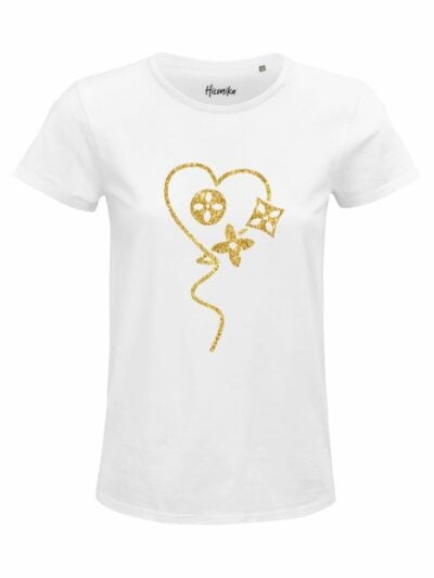 T-Shirt donna Glam con un cuore in glitter – D289