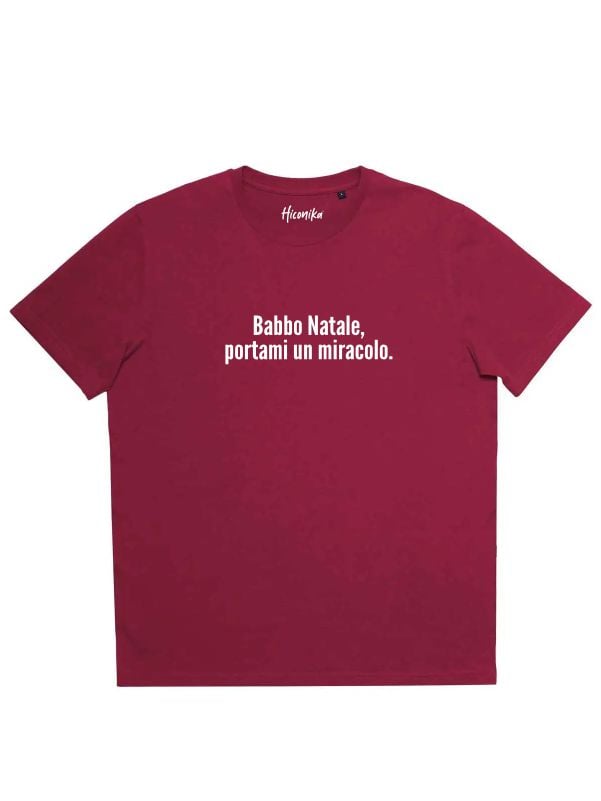 T-shirt uomo Prime con la scritta in patch a rilievo “Babbo Natale portami un miracolo” – CHU01 - immagine 2