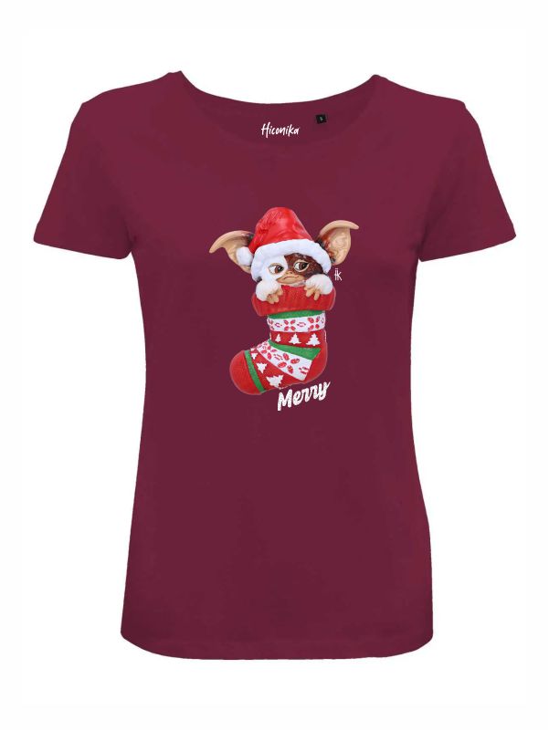 T-shirt donna Lady 2.0 con Gizmo Gremlins e la scritta in patch a rilievo "Merry" - CHD03 - immagine 3