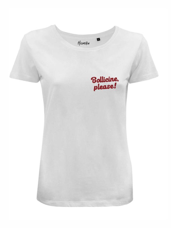 T-shirt donna Lady 2.0 con la scritta in patch a rilievo "Bollicine please!" lato cuore - CHD05 - immagine 2