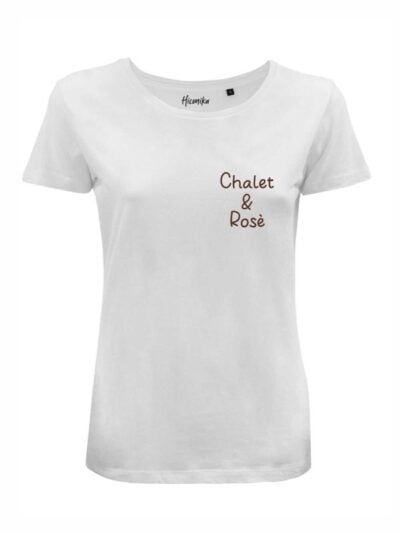 T-shirt donna Lady 2.0 con la scritta in patch a rilievo "Chalet & Rosè" lato cuore - CHD07