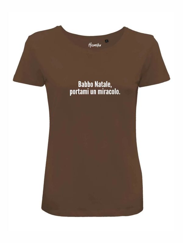 T-shirt donna Lady 2.0 con la scritta in patch a rilievo "Babbo Natale portami un miracolo" - CHD01 - immagine 4