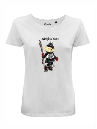 T-shirt donna Lady 2.0 con un orsetto in tenuta invernale e la scritta in patch a rilievo "Après-ski" - CHD18