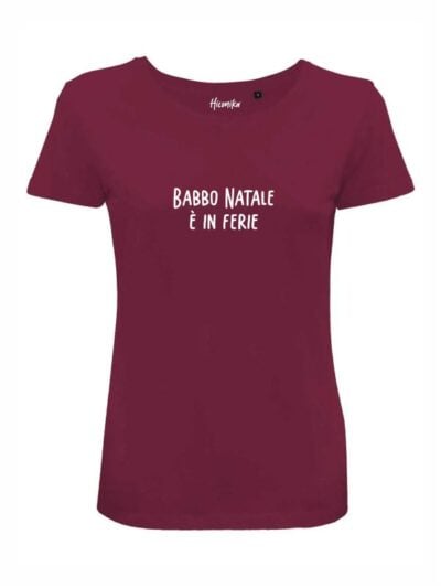 T-shirt donna Lady 2.0 con la scritta in patch a rilievo "Babbo Natale è in ferie" - CHD04
