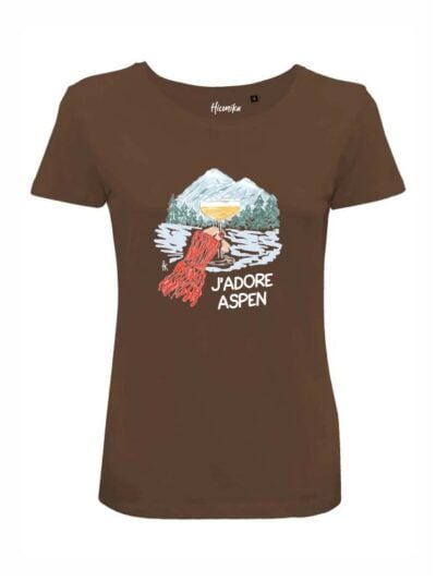 T-shirt donna Lady 2.0 con un paesaggio montano e la scritta in patch a rilievo "J'adore Aspen" - CHD14