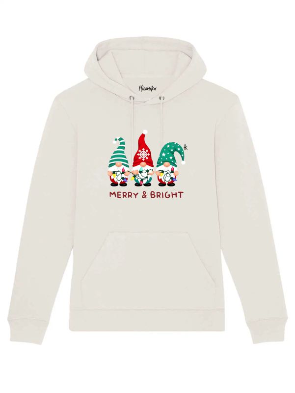 Felpa donna Lisbona con gli gnomi natalizi e la scritta in patch a rilievo "Merry & Bright" - CHDF08