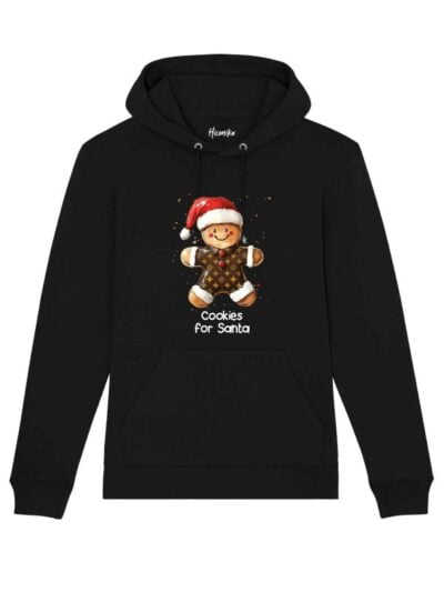 Felpa donna Lisbona con un omino di pan di zenzero e la scritta in patch a rilievo "Cookies for Santa" - CHDF19