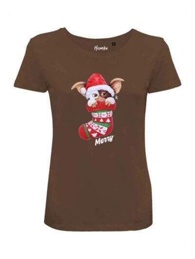 T-shirt donna Lady 2.0 con Gizmo Gremlins e la scritta in patch a rilievo "Merry" - CHD03