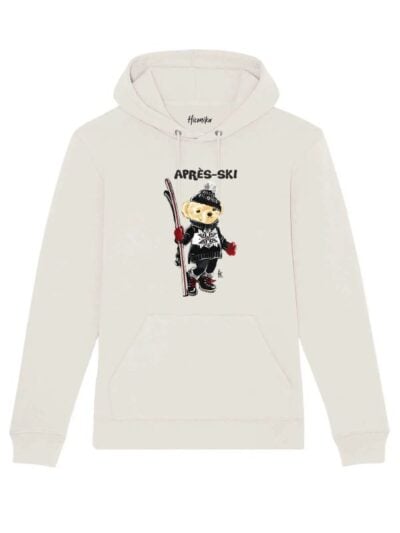Felpa donna Lisbona con un orsetto in tenuta invernale e la scritta in patch a rilievo "Après-ski" - CHDF18