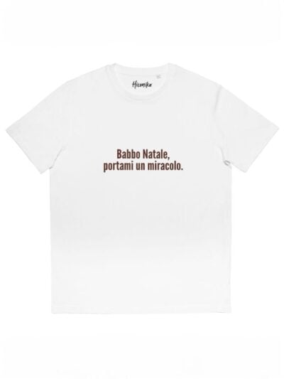 T-shirt uomo Prime con la scritta in patch a rilievo “Babbo Natale portami un miracolo” – CHU01