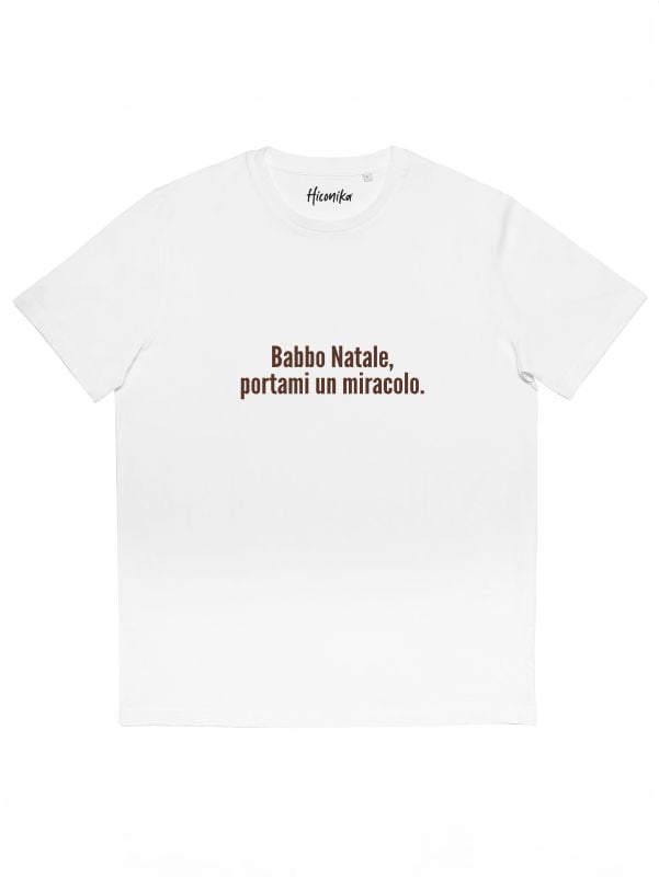T-shirt uomo Prime con la scritta in patch a rilievo “Babbo Natale portami un miracolo” – CHU01