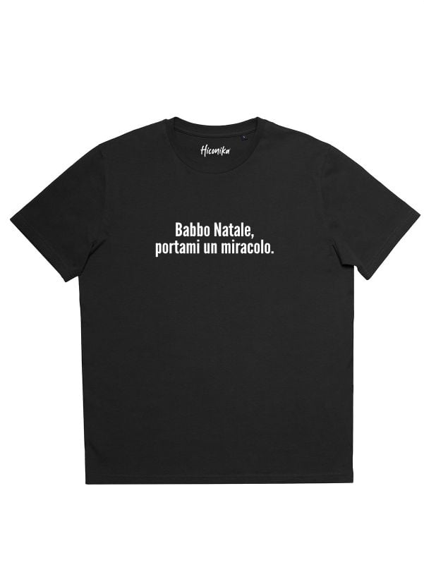 T-shirt uomo Prime con la scritta in patch a rilievo “Babbo Natale portami un miracolo” – CHU01 - immagine 3
