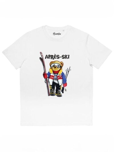T-shirt uomo Prime con un orsetto in tenuta invernale e la scritta in patch a rilievo “Après-ski” – CHU13