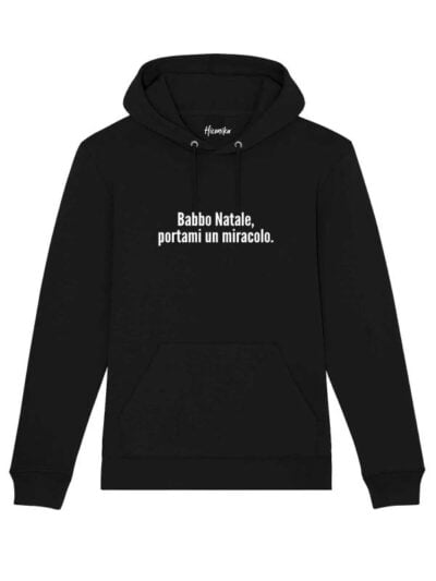 Felpa uomo Lisbona con la scritta in patch a rilievo "Babbo Natale portami un miracolo" - CHUF01