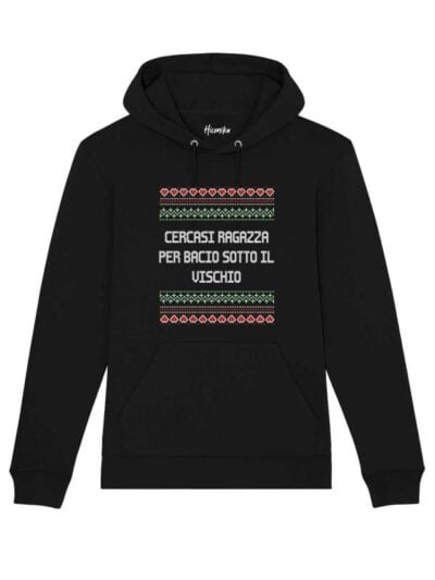 Felpa uomo Lisbona con la scritta "Cercasi ragazza per bacio sotto il vischio" - CHUF03