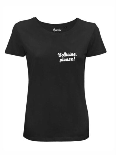T-shirt donna Lady 2.0 con la scritta in patch a rilievo "Bollicine please!" lato cuore - CHD05