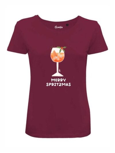 T-shirt donna Lady 2.0 con uno spritz e la scritta in patch a rilievo "Merry Spritzmas" - CHD11