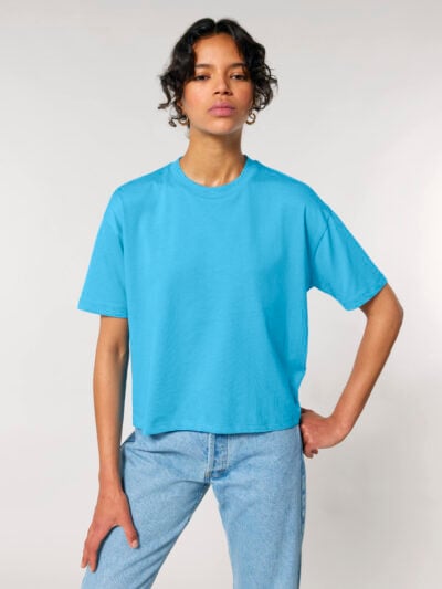 T-Shirt donna Essential Stella senza stampa, Aqua Blue – TSE07