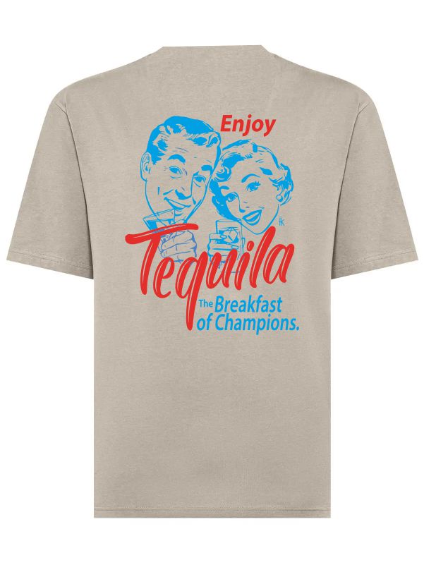T-shirt uomo Axis con la scritta "Enjoy Tequila" in patch a rilievo lato cuore e la stampa vintage sulle spalle – TM021 - immagine 5