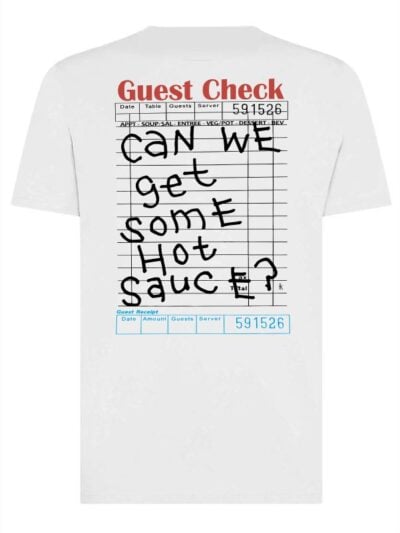 T-shirt uomo Moon con la stampa di una bottiglia di tabasco lato cuore e la stampa sulle spalle – TM024