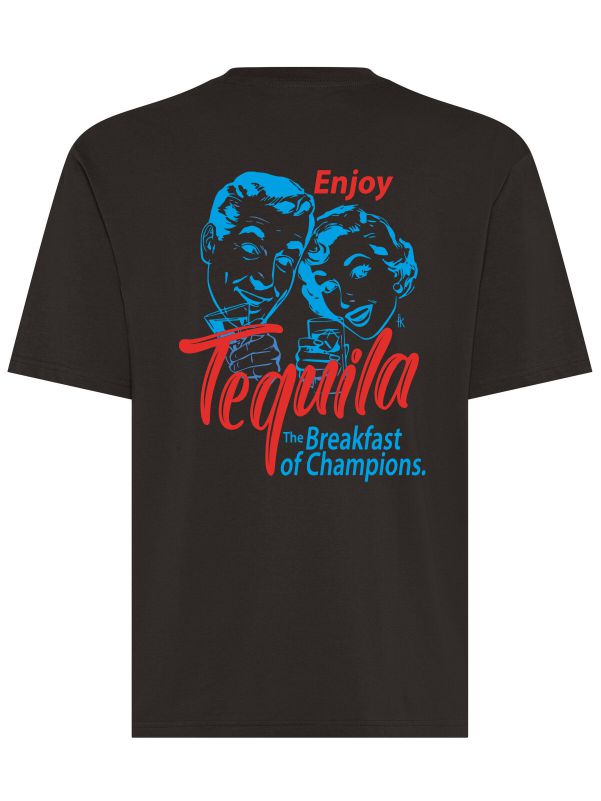 T-shirt uomo Axis con la scritta "Enjoy Tequila" in patch a rilievo lato cuore e la stampa vintage sulle spalle – TM021 - immagine 7