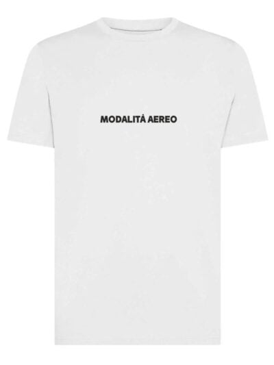 T-shirt uomo Moon con la scritta "modalità aereo" in patch a rilievo sul petto – TM006