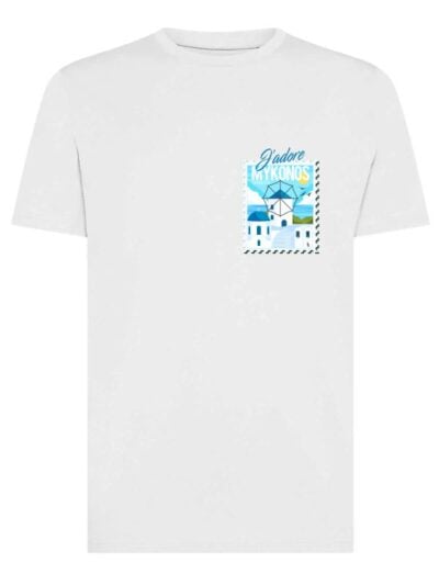 T-shirt uomo Moon con la stampa "J'adore Mykonos" lato cuore – TM016