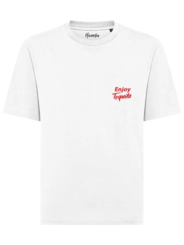 T-shirt uomo Axis con la scritta "Enjoy Tequila" in patch a rilievo lato cuore e la stampa vintage sulle spalle – TM021 - immagine 2