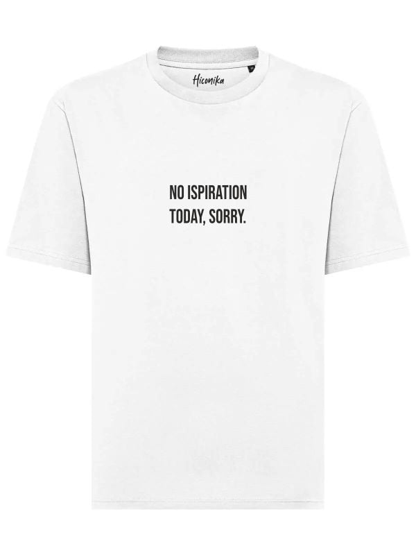 T-shirt uomo Axis con la scritta "no ispiration today, sorry" in patch a rilievo sul petto – TM026