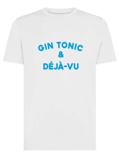 T-shirt uomo Moon con la scritta "gin tonic e dejà-vu" in patch a rilievo sul petto – TM027