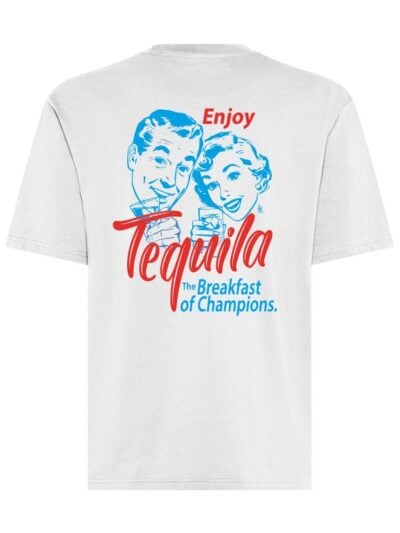T-shirt uomo Axis con la scritta "Enjoy Tequila" in patch a rilievo lato cuore e la stampa vintage sulle spalle – TM021