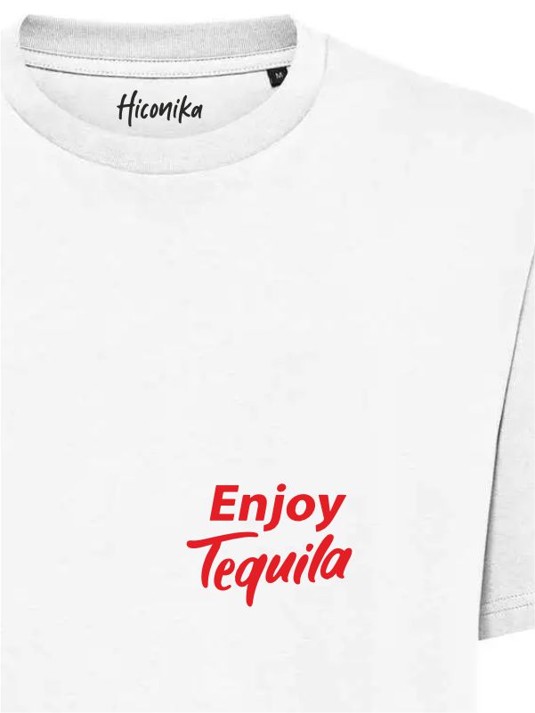 T-shirt uomo Axis con la scritta "Enjoy Tequila" in patch a rilievo lato cuore e la stampa vintage sulle spalle – TM021 - immagine 3