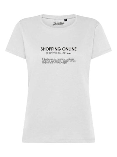 T-Shirt donna Lady 2.0 con la scritta “shopping online” – TW002