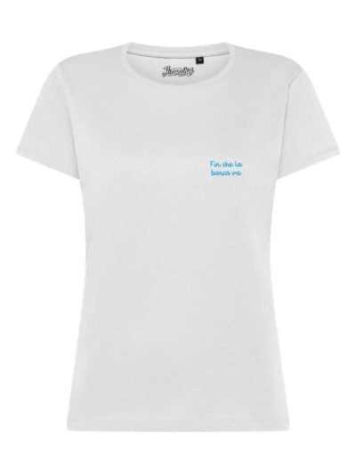 T-Shirt donna Lady 2.0 con la scritta “Fin che la barca va” in patch a rilievo – TW006
