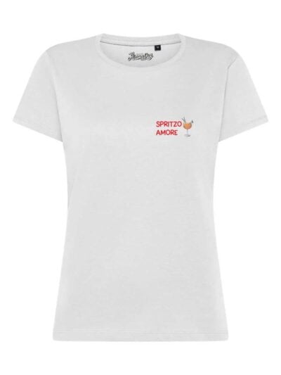 T-Shirt donna Lady 2.0 con la scritta “spritzo amore” in patch a rilievo lato cuore – TW022