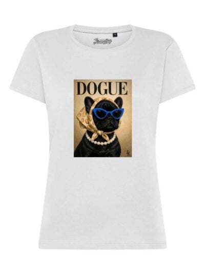 T-Shirt donna Lady 2.0 con la stampa di un cane fashion e la scritta “dogue” – TW048