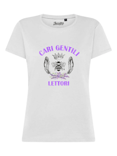 T-Shirt donna Lady 2.0 con l'illustrazione ispirata a Bridgerton e la scritta "Cari gentili lettori" in glitter - TW049