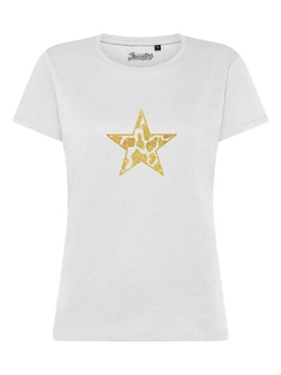 T-Shirt donna Lady 2.0 con la sagoma di una stella animalier in glitter – TW011