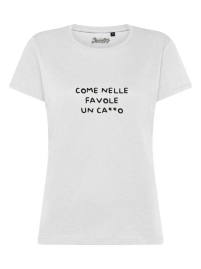 T-Shirt donna Lady 2.0 con la scritta “come nelle favole un ca**o” in patch a rilievo – TW018