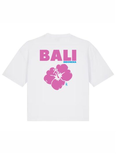 T-Shirt donna Stella con la scritta “Bali indonesia” lato cuore e la stampa floreale sulle spalle – TW028