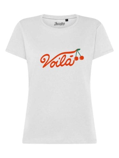 T-Shirt donna Lady 2.0 con la stampa delle ciliegie e la scritta “Voilà” – TW050