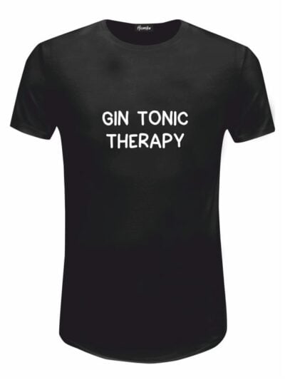 Pacchetto Stock: 15 T-shirt uomo nere Urban con la scritta “gin tonic therapy” in patch a rilievo sul petto - STOCK53