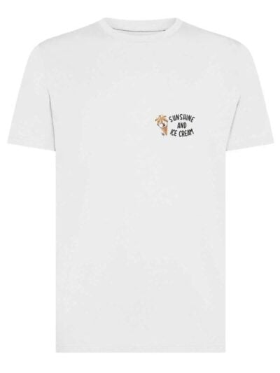 T-shirt uomo Moon con un cono gelato e la scritta "sunshine and ice cream" lato cuore – TM036