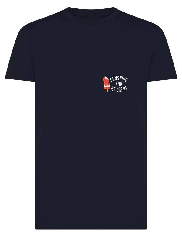 T-shirt uomo Moon con un gelato e la scritta "sunshine and ice cream" lato cuore – TM039 - immagine 4