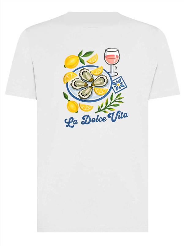 T-shirt uomo Moon con la scritta "la dolce vita" lato cuore e stampa sulle spalle – TM037 - immagine 2