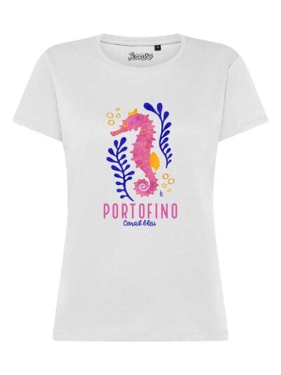 T-Shirt donna Lady 2.0 con un cavalluccio marino e la scritta “Portofino” – TW052