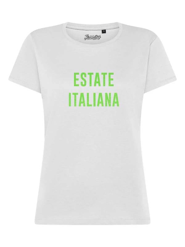 T-Shirt donna Lady 2.0 con la scritta “Estate Italiana” in glitter – TW053