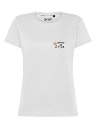 T-Shirt donna Lady 2.0 con un cono gelato e la scritta “Sunshine and ice cream” lato cuore – TW057