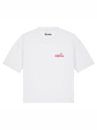 T-Shirt donna Stella con la scritta “California” lato cuore  e la stampa sulle spalle – TW064